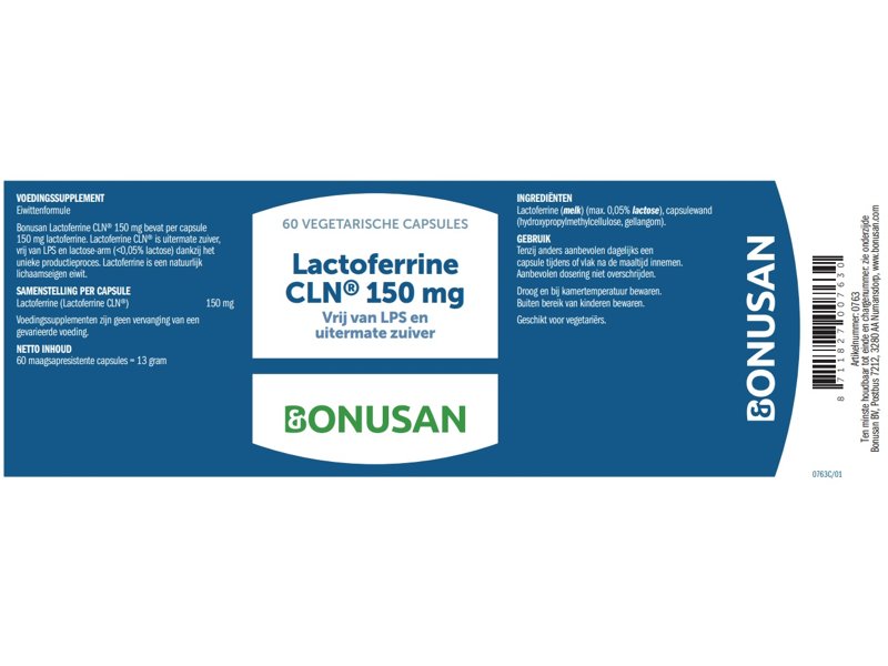 Etiket Bonusan Lactoferrine 150 mg CLN