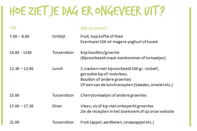 Biohcg dieet eetschema